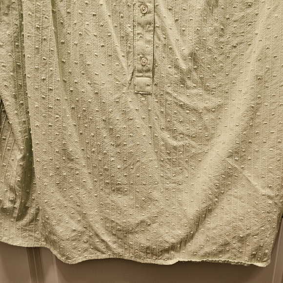Talbots Light Green Smocked Blouse Large | Spring Cottagecore Boho Top - Picture 4 of 6